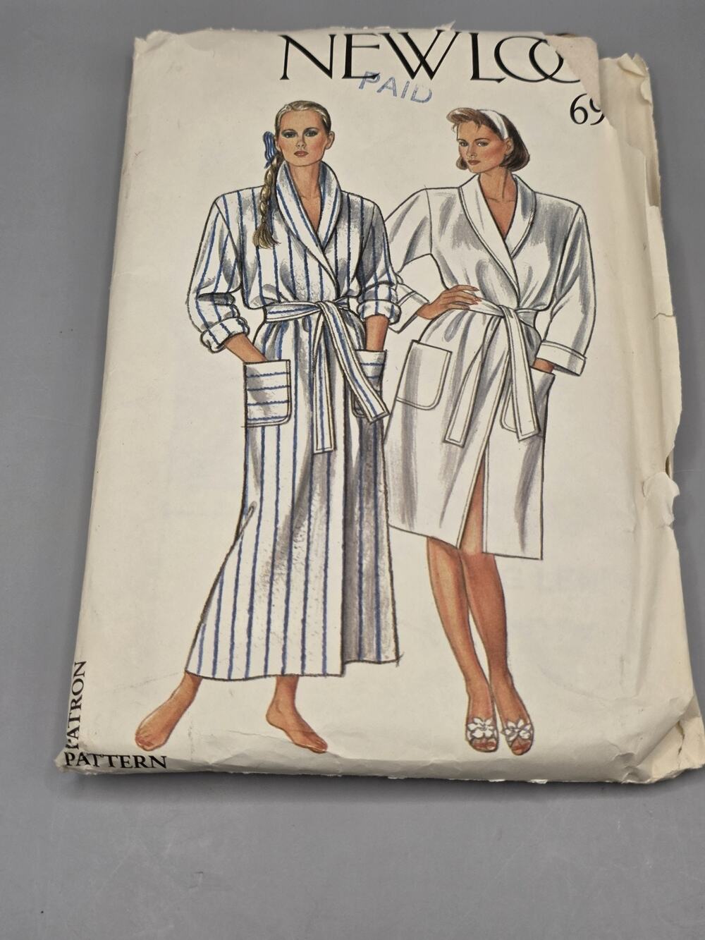 Vintage New Look 6907 Sewing Pattern Robe Short & Long Dressing Gown UNCUT